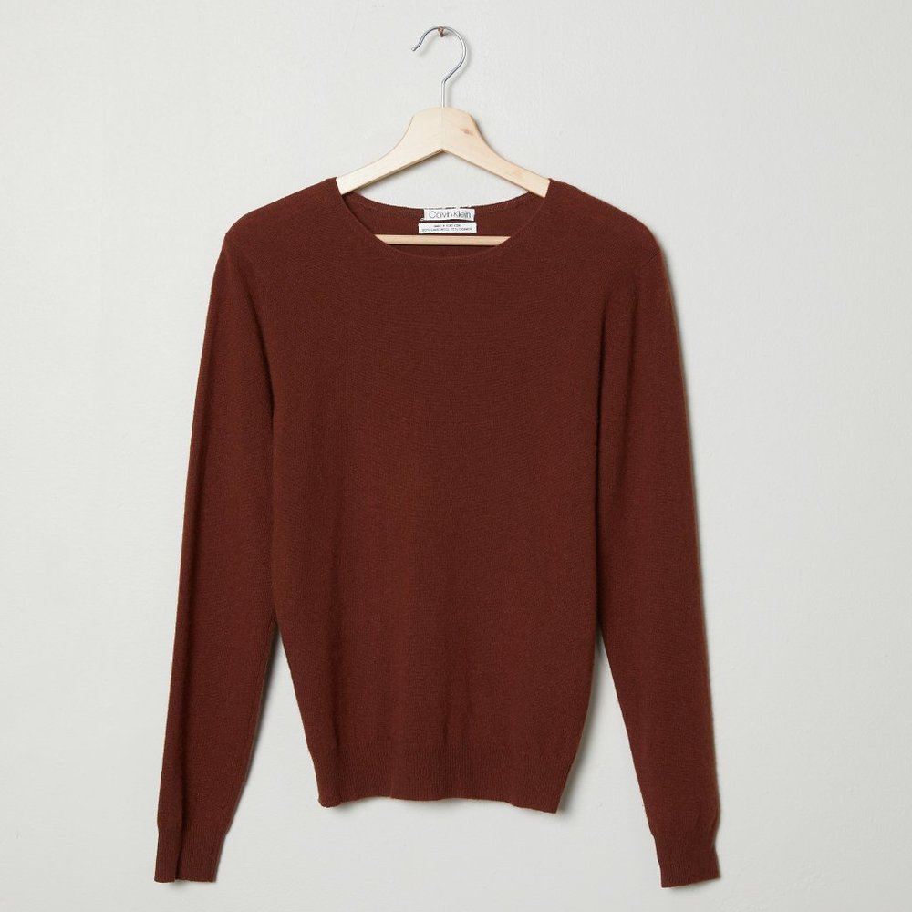 Vtg 90s Brown Calvin Klein Wool Sweater M